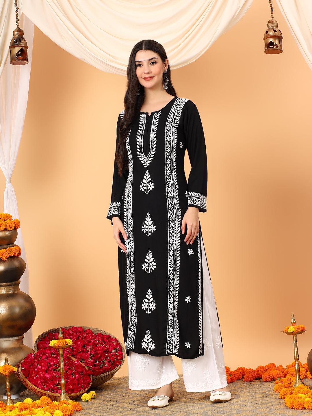 Tarini Rayon Chikankari Straight Kurta