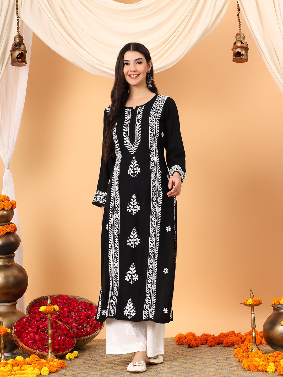 Tarini Rayon Chikankari Straight Kurta