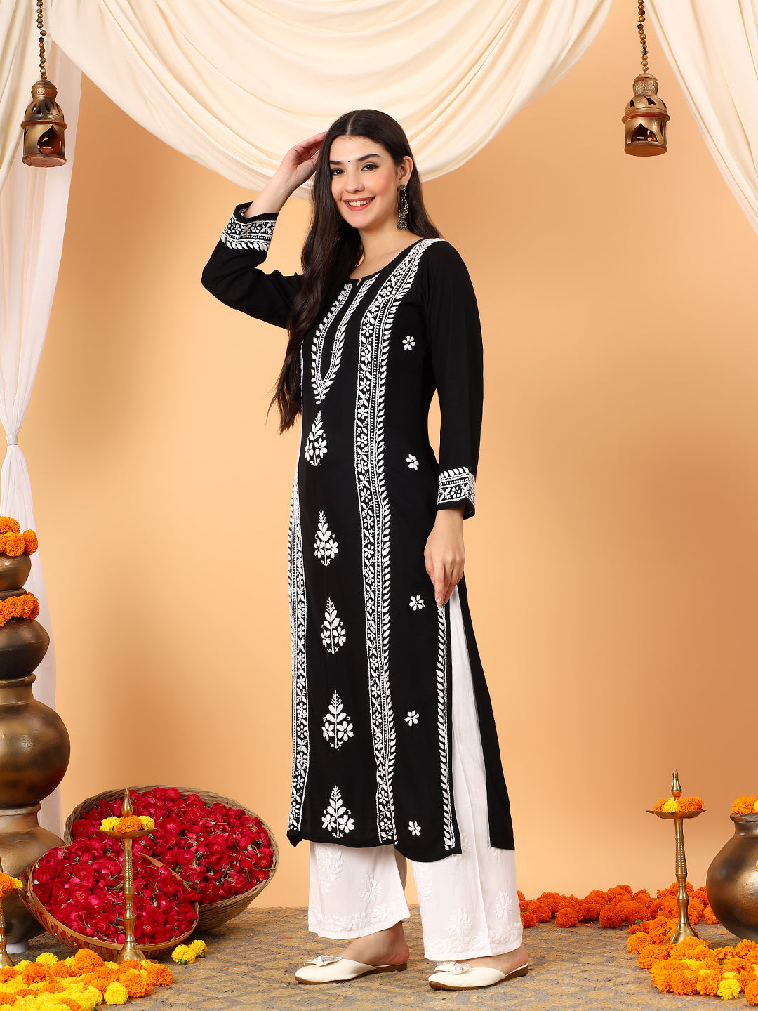 Tarini Rayon Chikankari Straight Kurta
