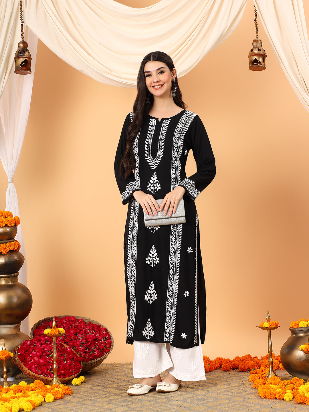 Tarini Rayon Chikankari Straight Kurta