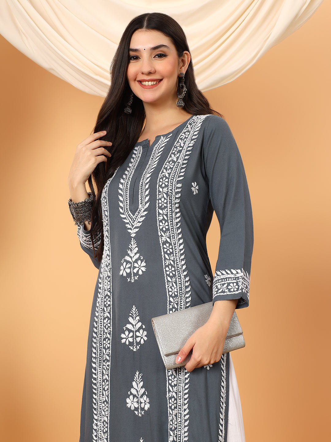 Tarini Rayon Chikankari Straight Kurta