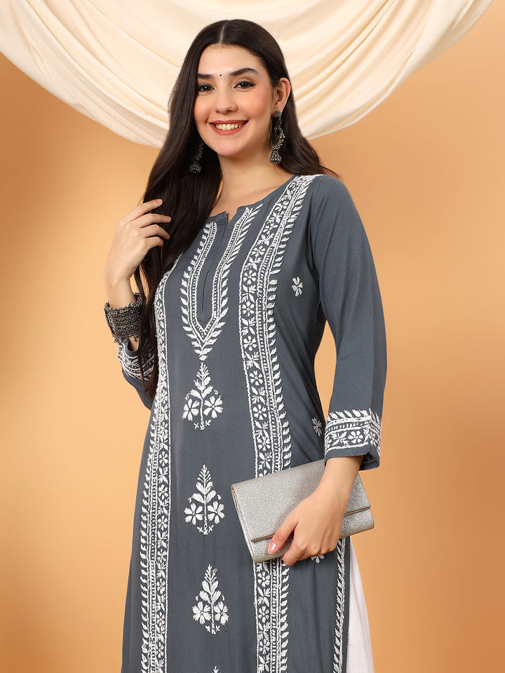 Tarini Rayon Chikankari Straight Kurta