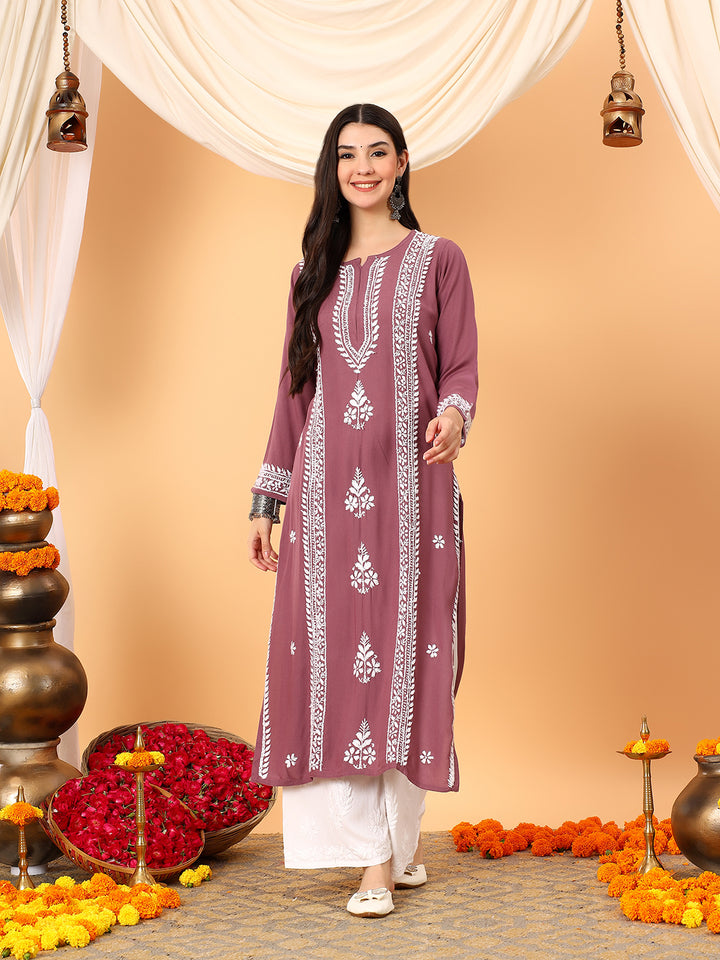 Tarini Rayon Chikankari Straight Kurta
