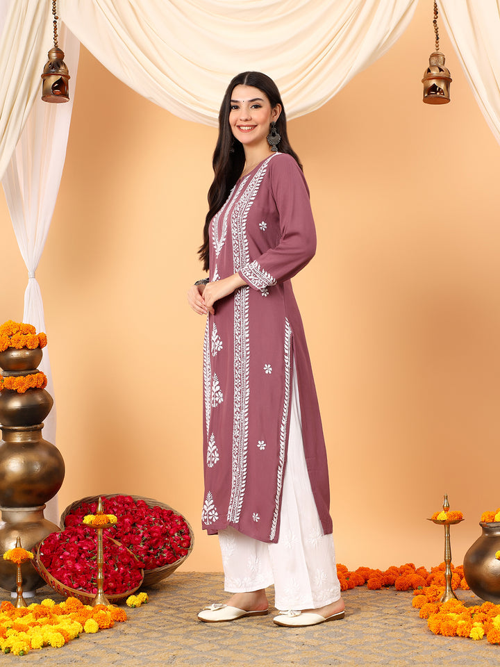 Tarini Rayon Chikankari Straight Kurta