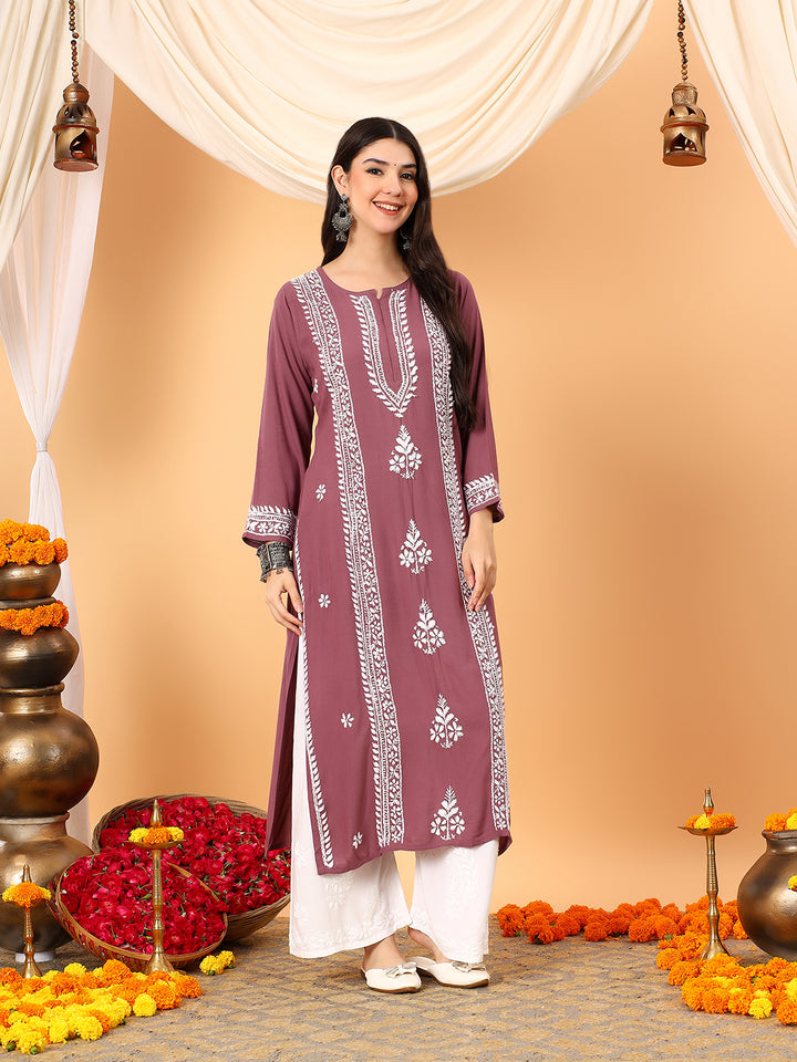 Tarini Rayon Chikankari Straight Kurta