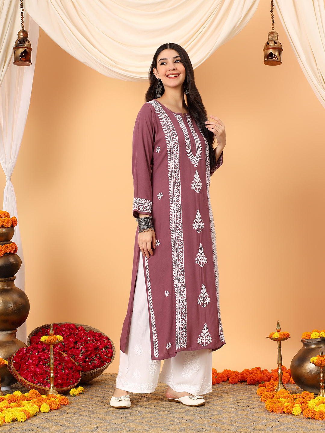 Tarini Rayon Chikankari Straight Kurta