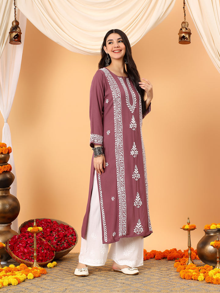 Tarini Rayon Chikankari Straight Kurta