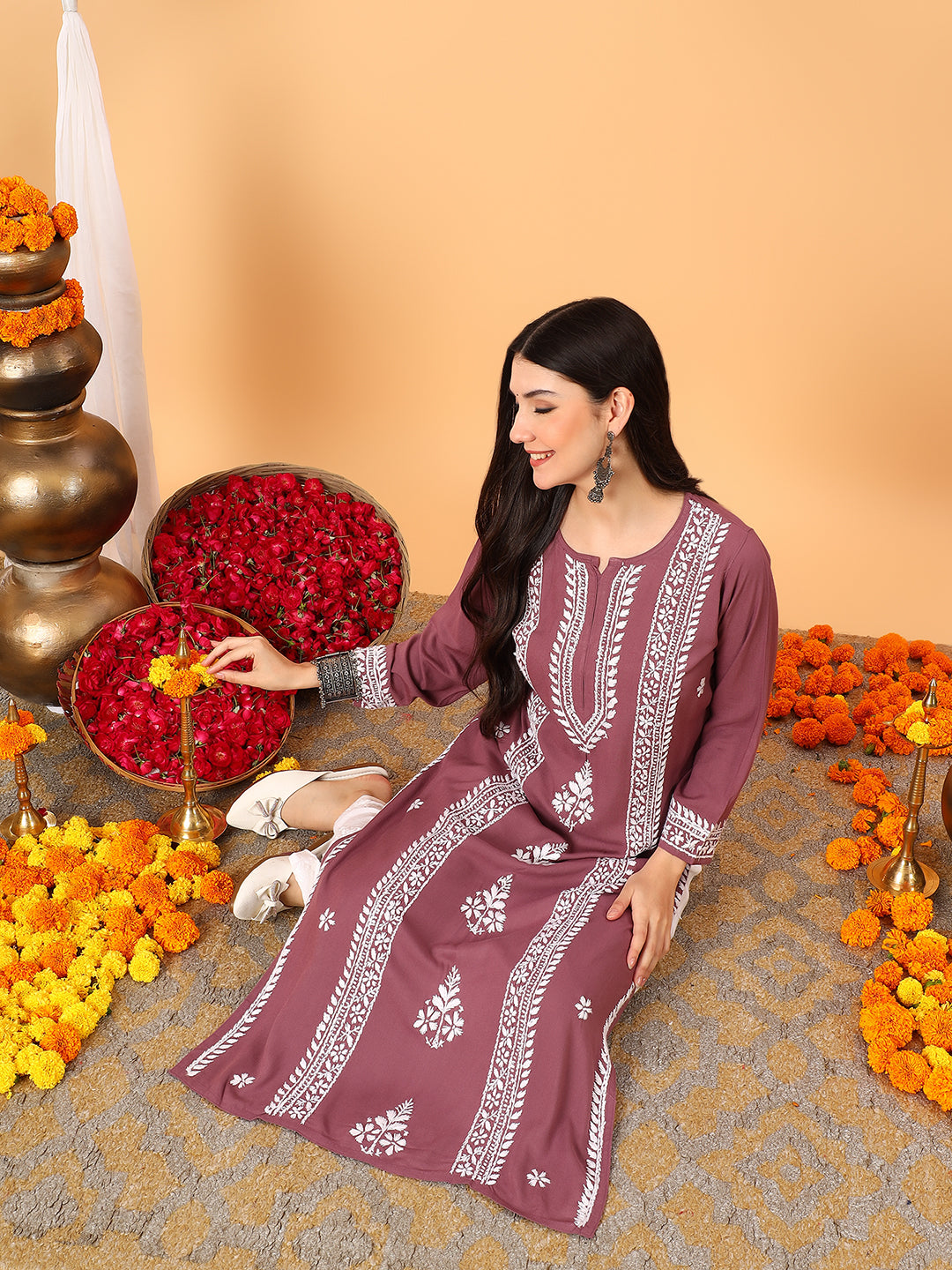 Tarini Rayon Chikankari Straight Kurta