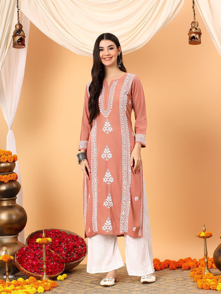 Tarini Rayon Chikankari Straight Kurta