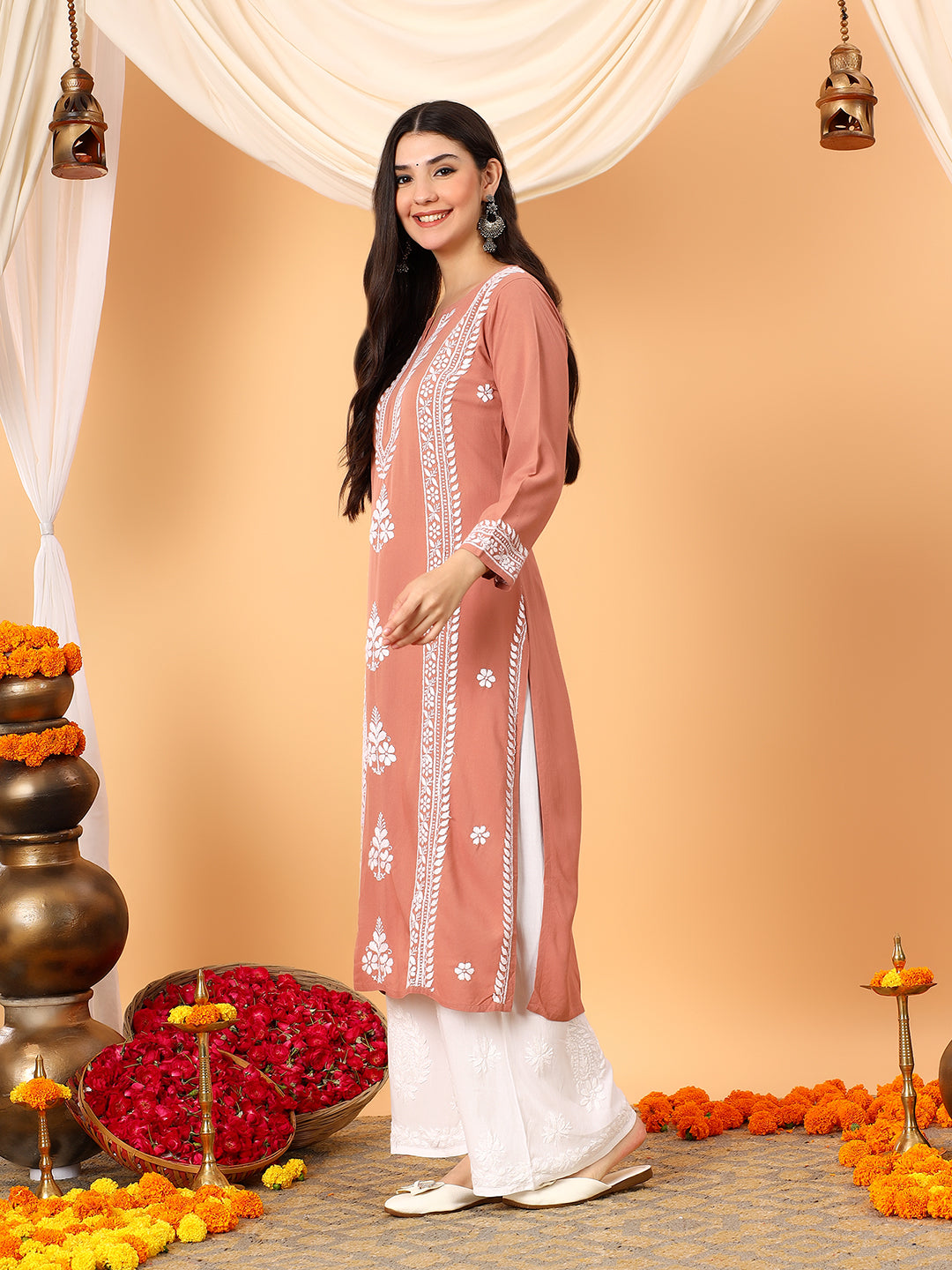 Tarini Rayon Chikankari Straight Kurta