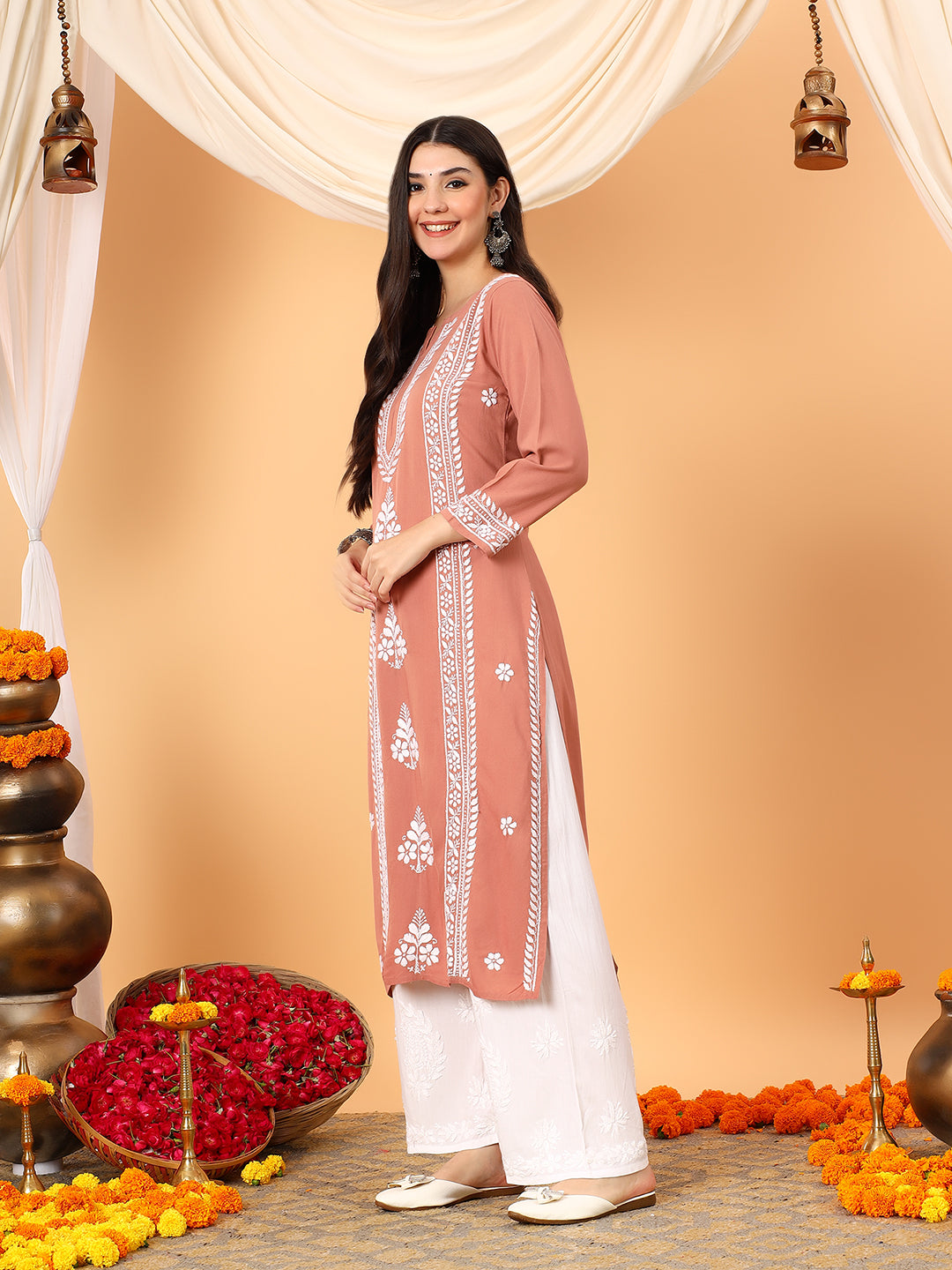 Tarini Rayon Chikankari Straight Kurta