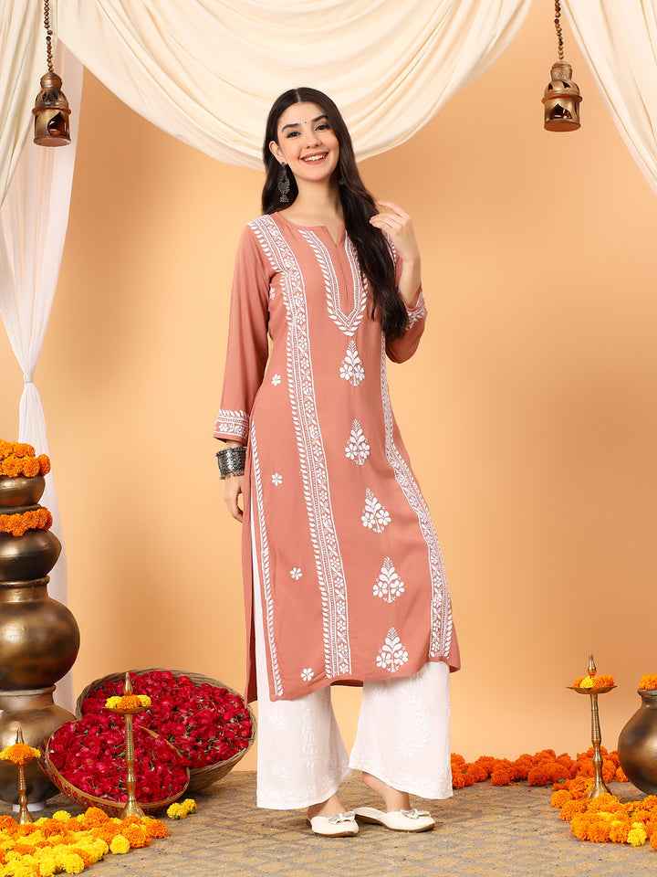 Tarini Rayon Chikankari Straight Kurta