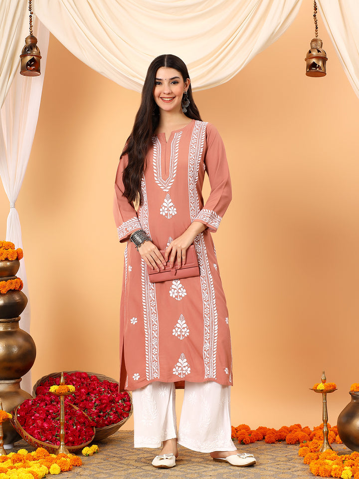 Tarini Rayon Chikankari Straight Kurta