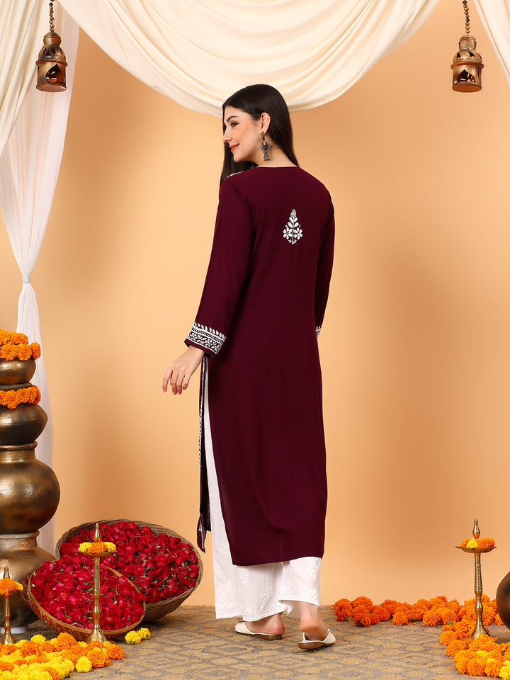 Tarini Rayon Chikankari Straight Kurta