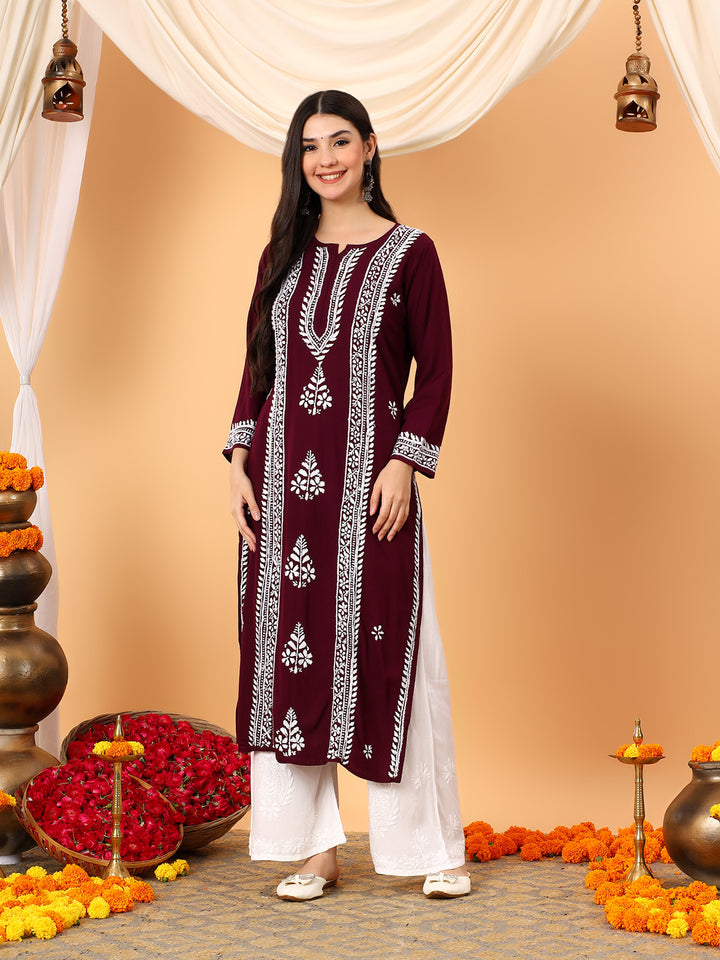 Tarini Rayon Chikankari Straight Kurta