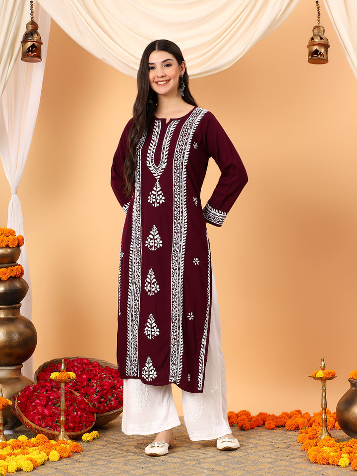 Tarini Rayon Chikankari Straight Kurta