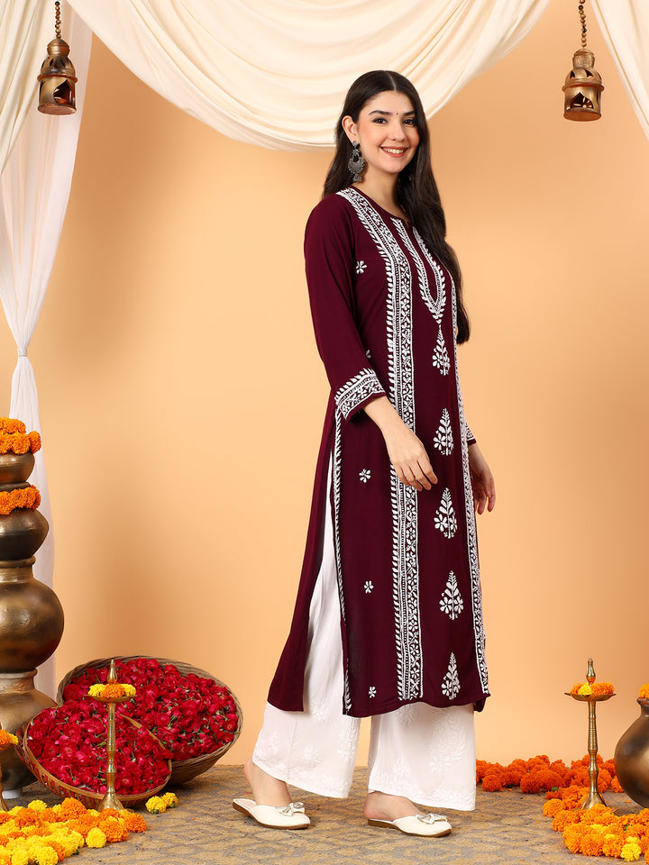 Tarini Rayon Chikankari Straight Kurta