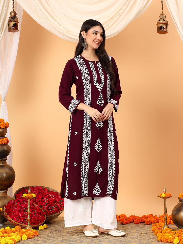 Tarini Rayon Chikankari Straight Kurta