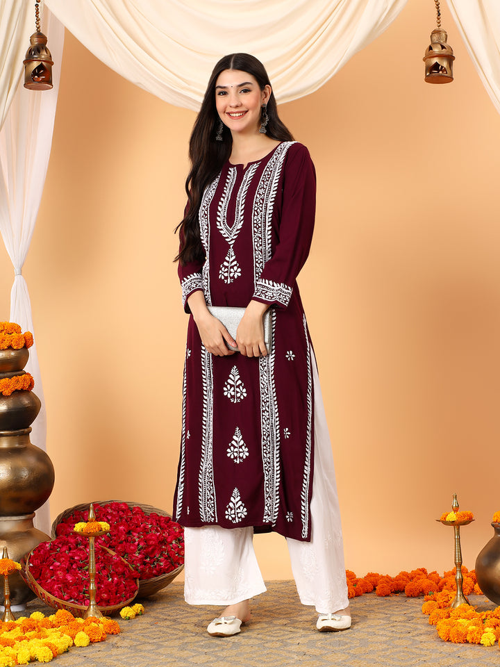 Tarini Rayon Chikankari Straight Kurta