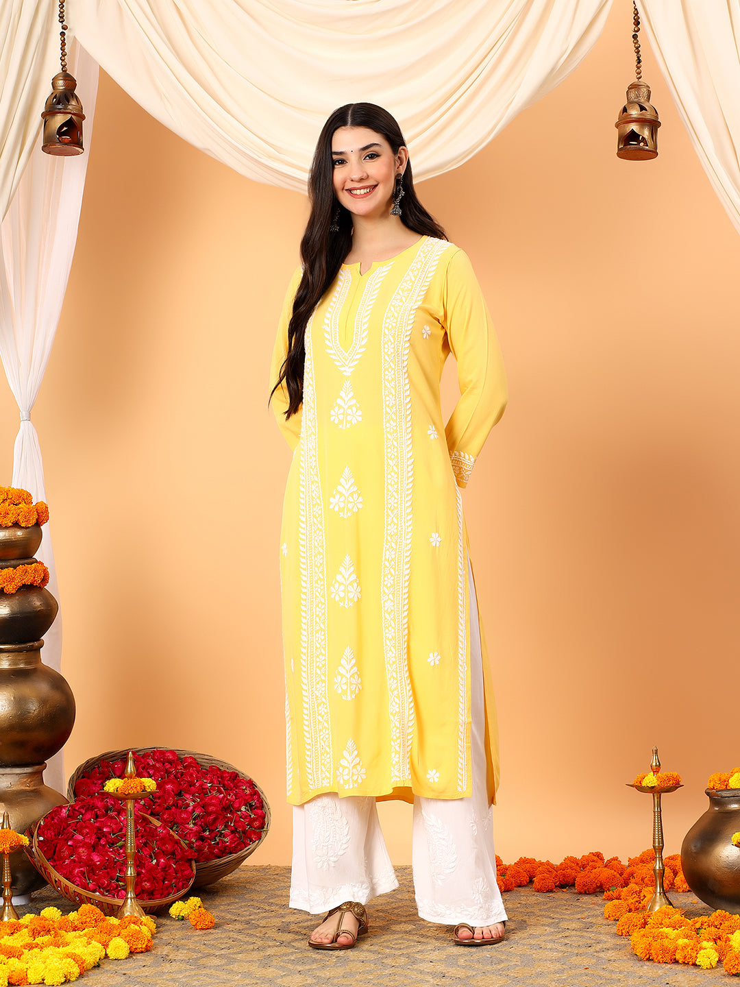 Tarini Rayon Chikankari Straight Kurta