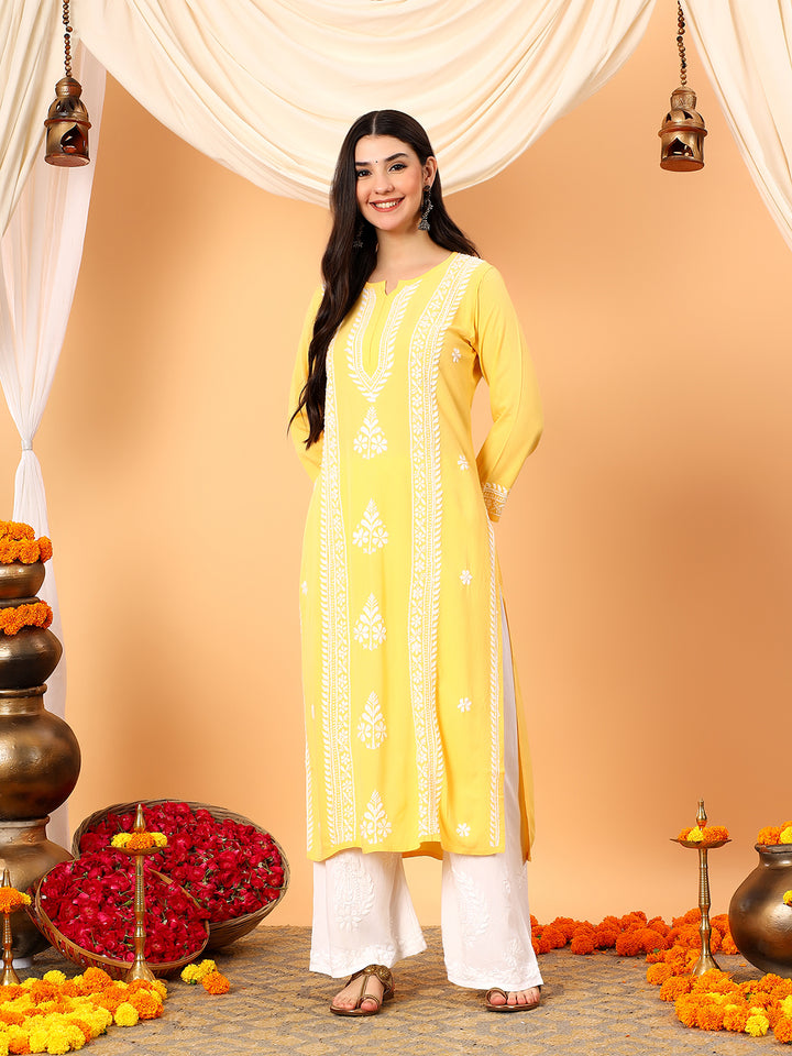 Tarini Rayon Chikankari Straight Kurta