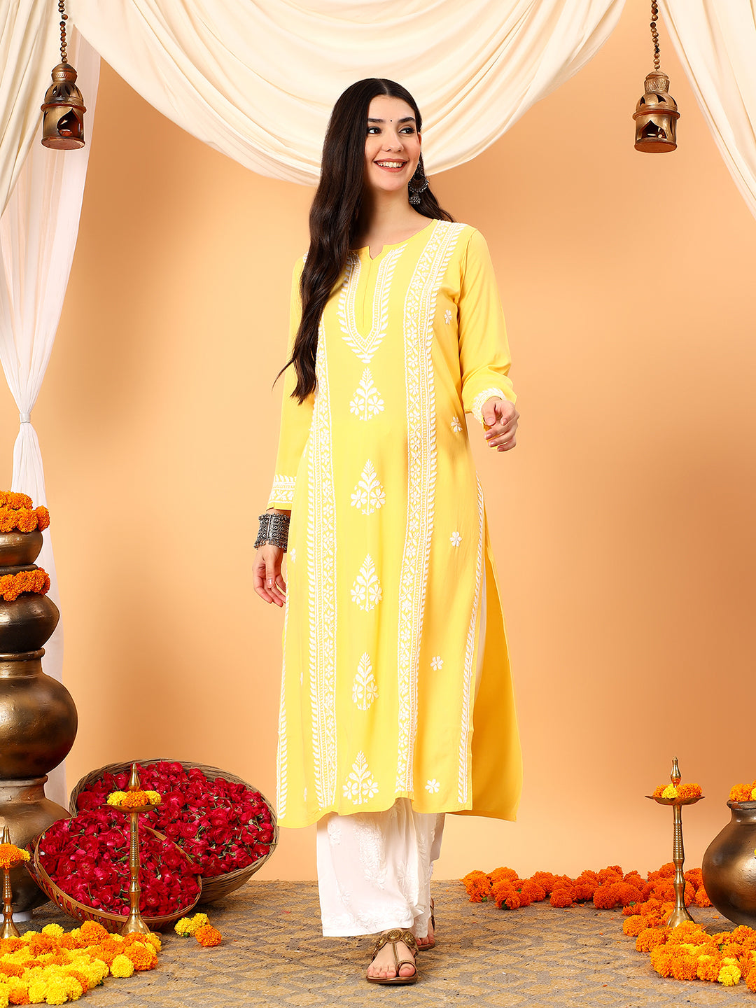 Tarini Rayon Chikankari Straight Kurta