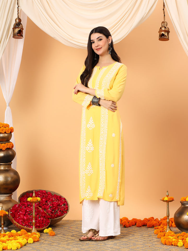 Tarini Rayon Chikankari Straight Kurta