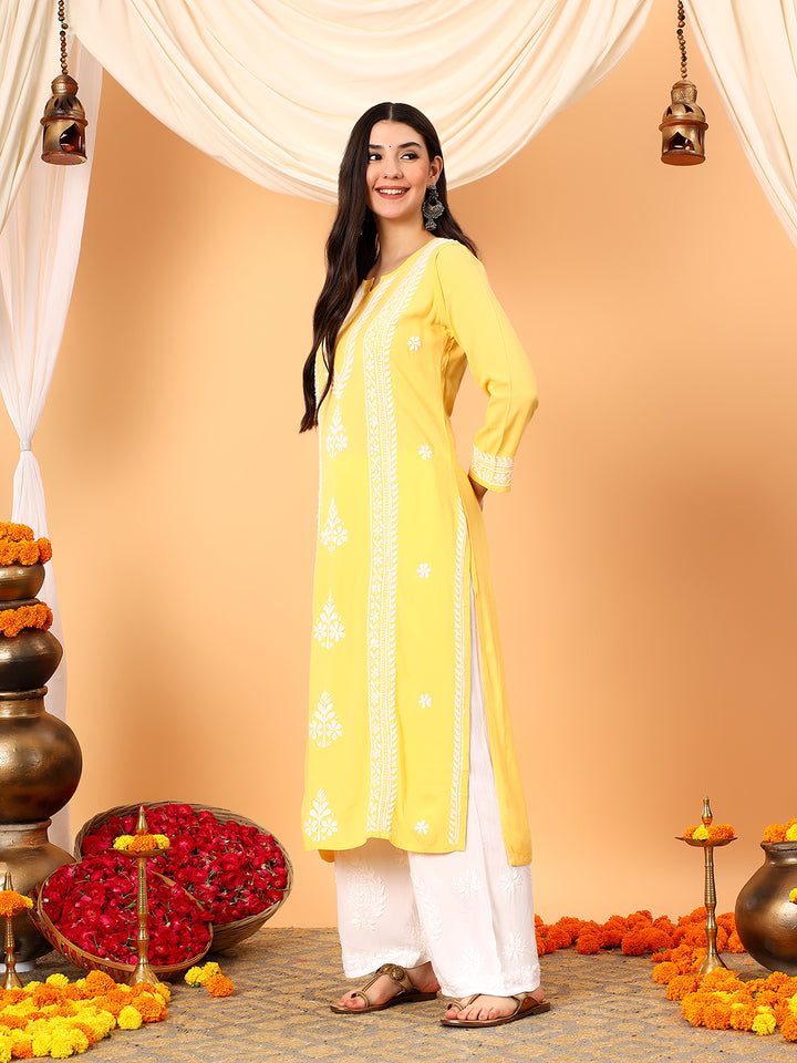 Tarini Rayon Chikankari Straight Kurta