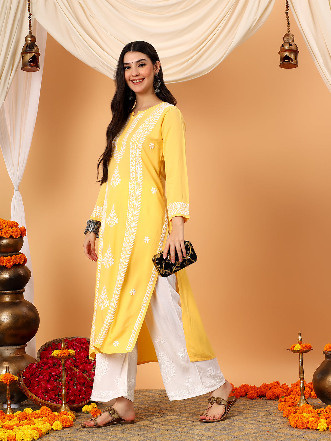 Tarini Rayon Chikankari Straight Kurta