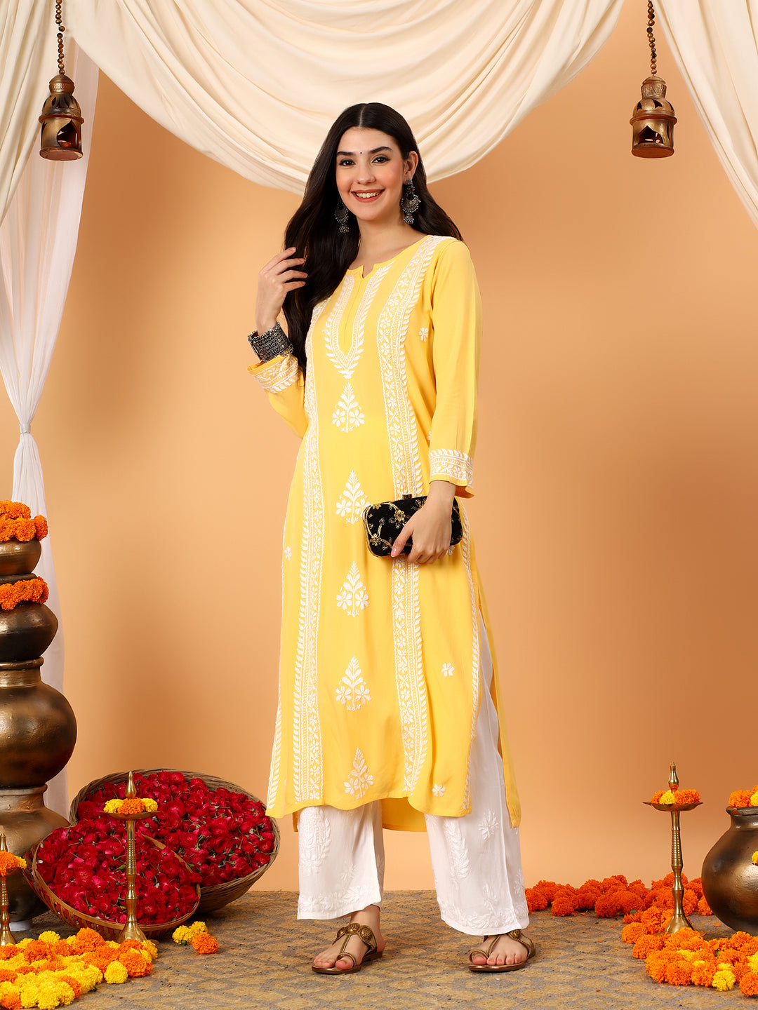Tarini Rayon Chikankari Straight Kurta
