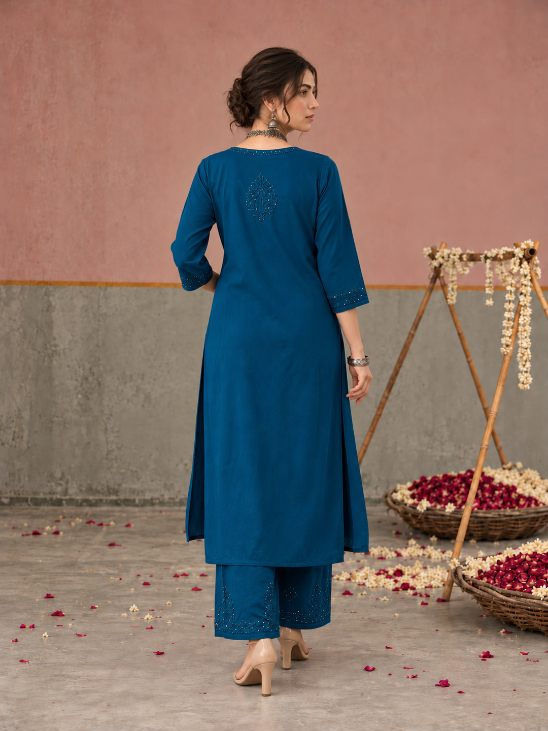 Avika Rayon Chikankari Mukaish Co-ord Set