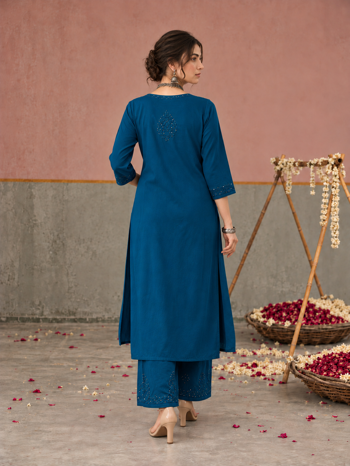 Avika Rayon Chikankari Mukaish Co-ord Set