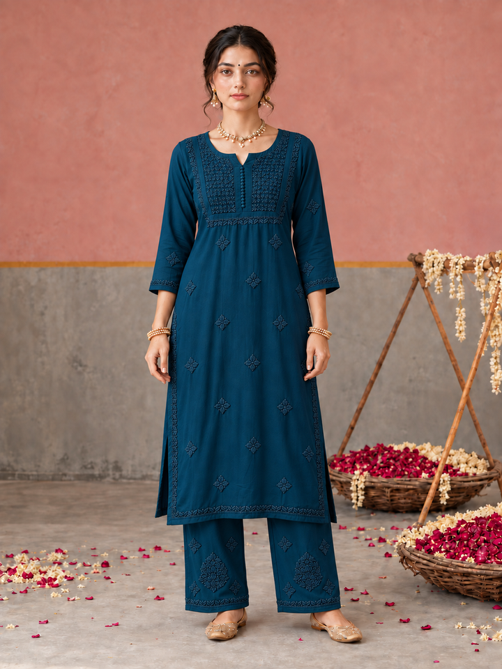 Lajja Chikankari Rayon Co-ord Set
