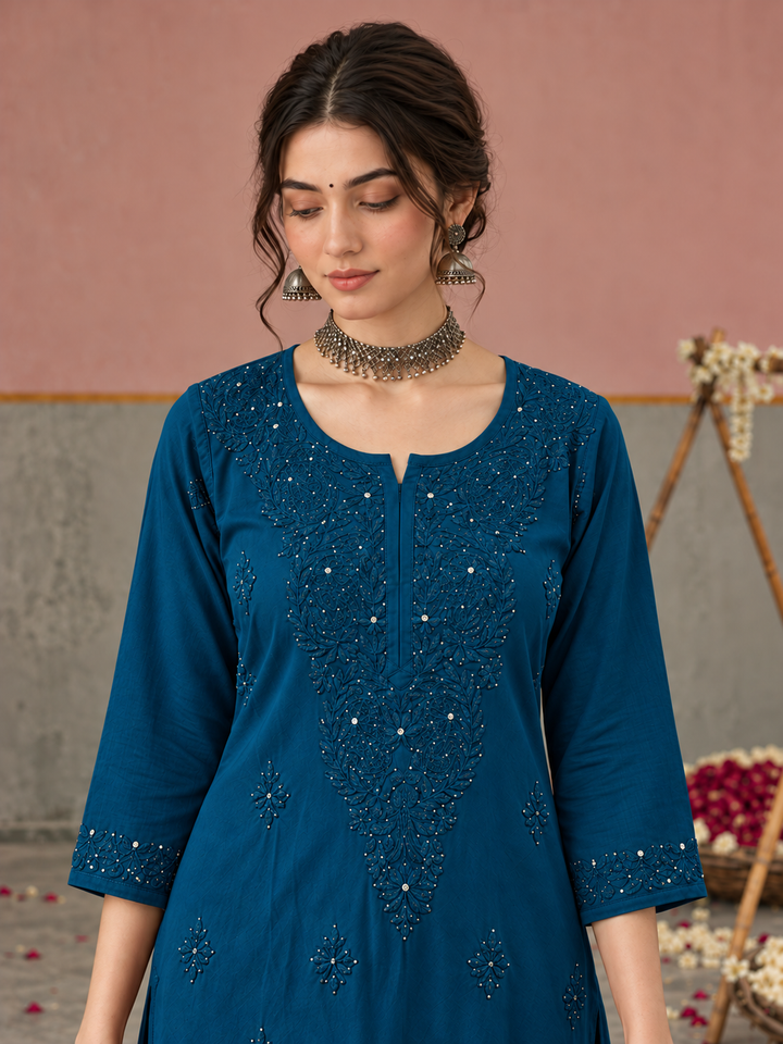 Avika Rayon Chikankari Mukaish Co-ord Set