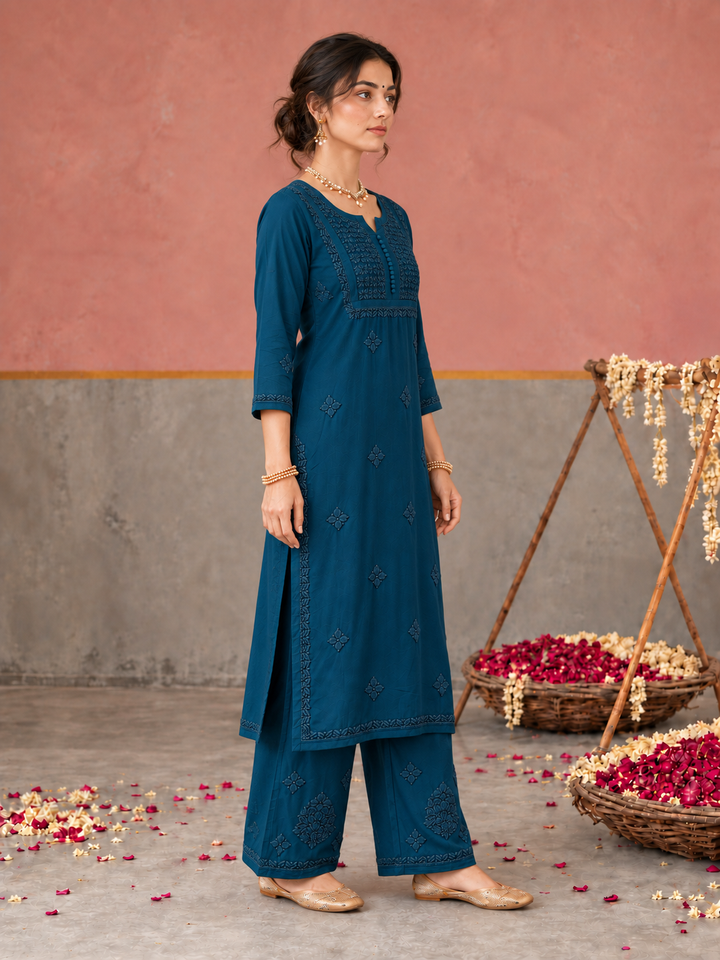 Lajja Chikankari Rayon Co-ord Set
