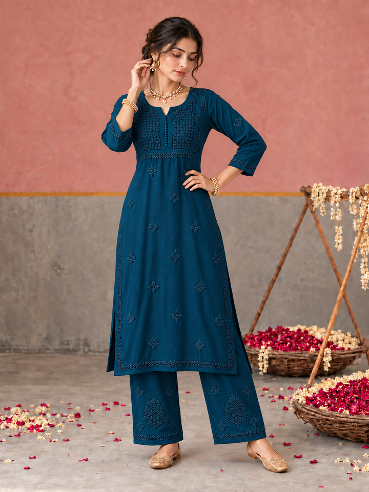 Lajja Chikankari Rayon Co-ord Set