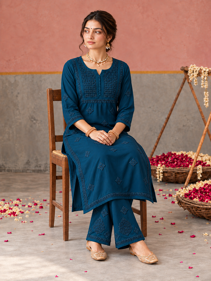Lajja Chikankari Rayon Co-ord Set