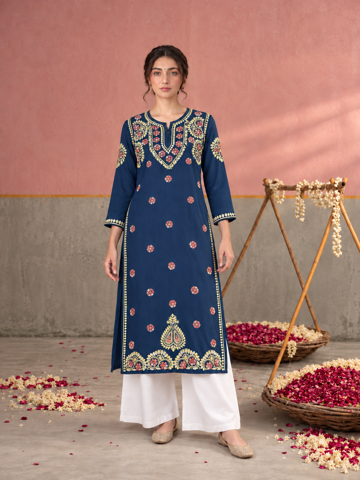 Astha Rayon Chikankari Straight Kurta