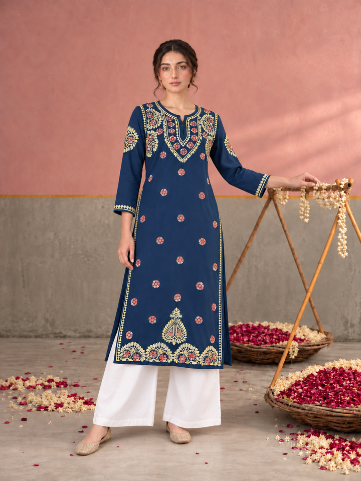 Astha Rayon Chikankari Straight Kurta