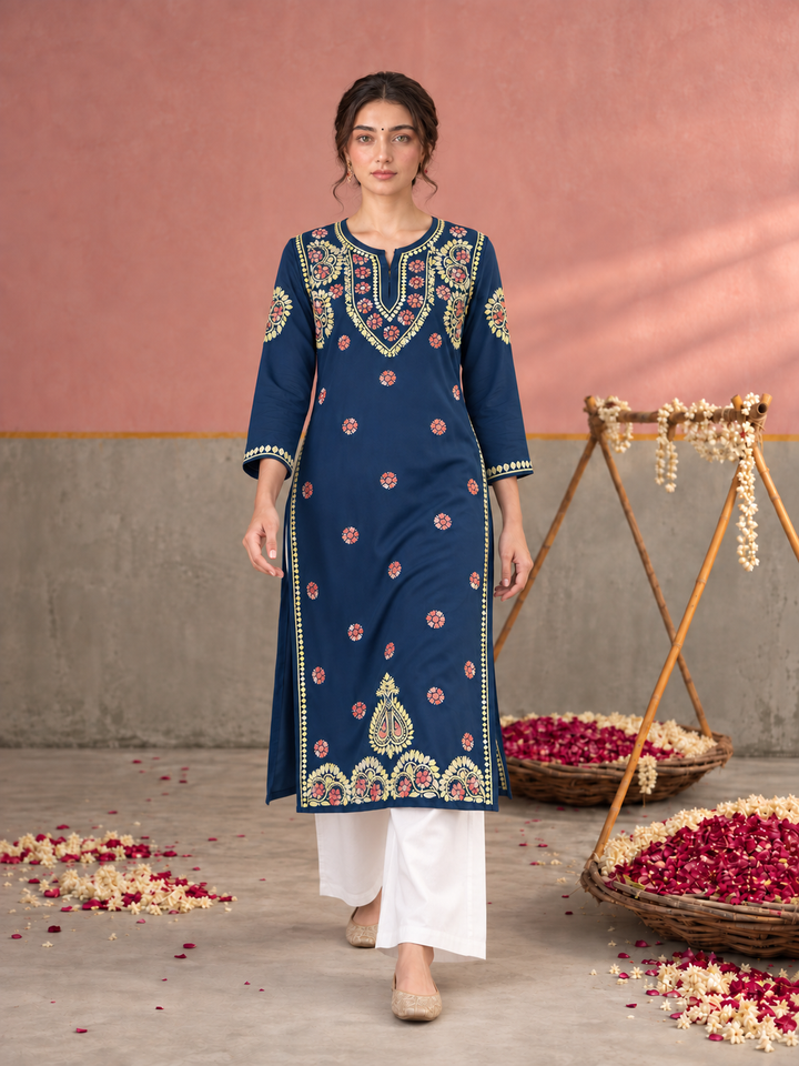 Astha Rayon Chikankari Straight Kurta