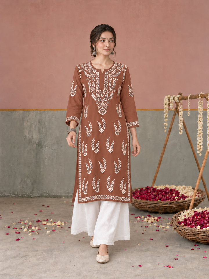 Vamika Chikankari Rayon Straight Kurta