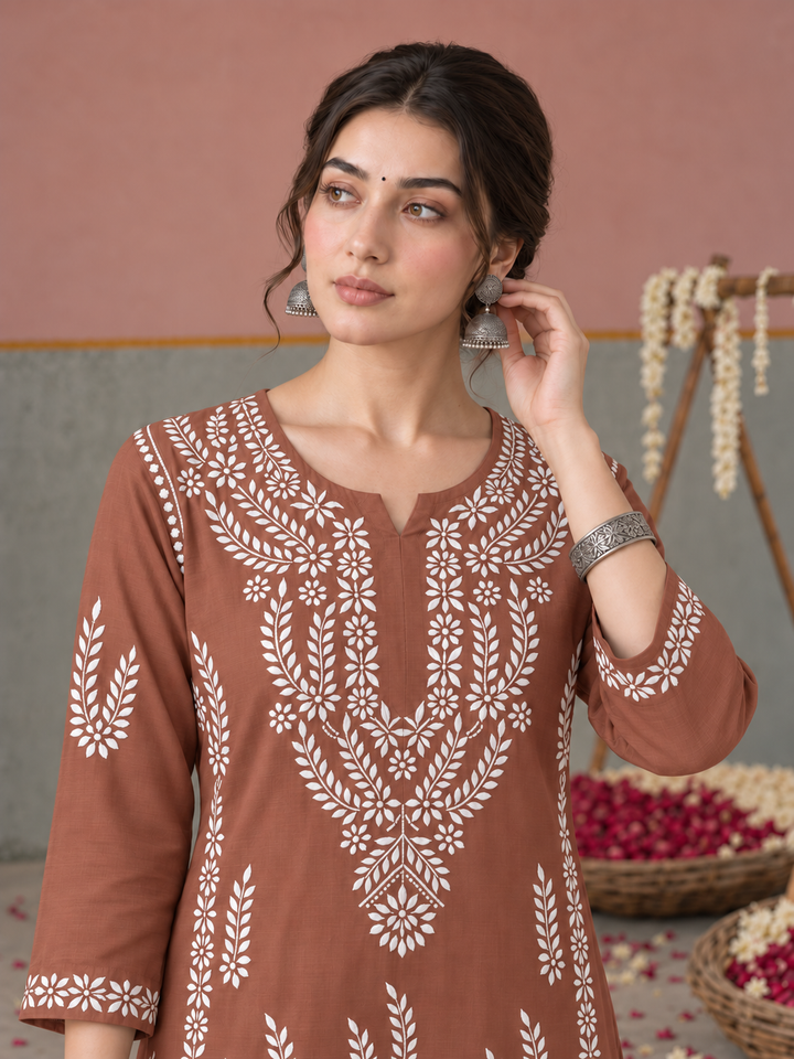 Vamika Chikankari Rayon Straight Kurta