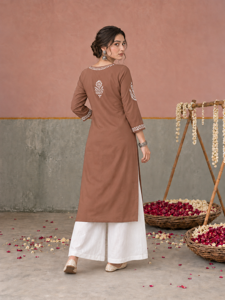 Vamika Chikankari Rayon Straight Kurta