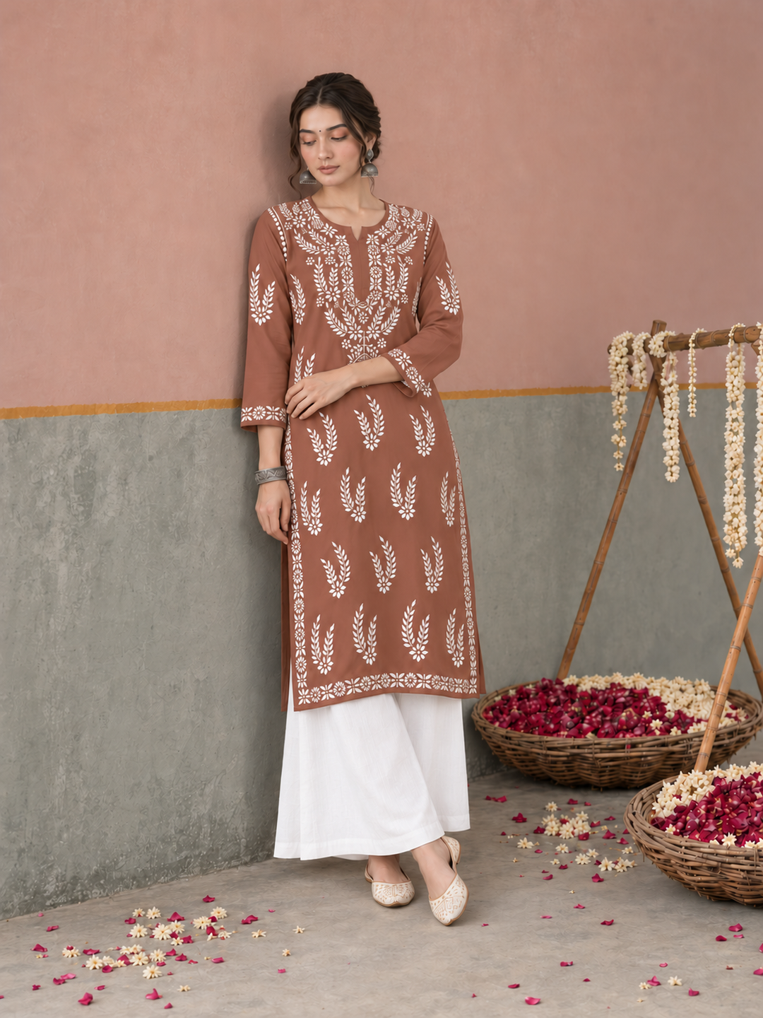 Vamika Chikankari Rayon Straight Kurta