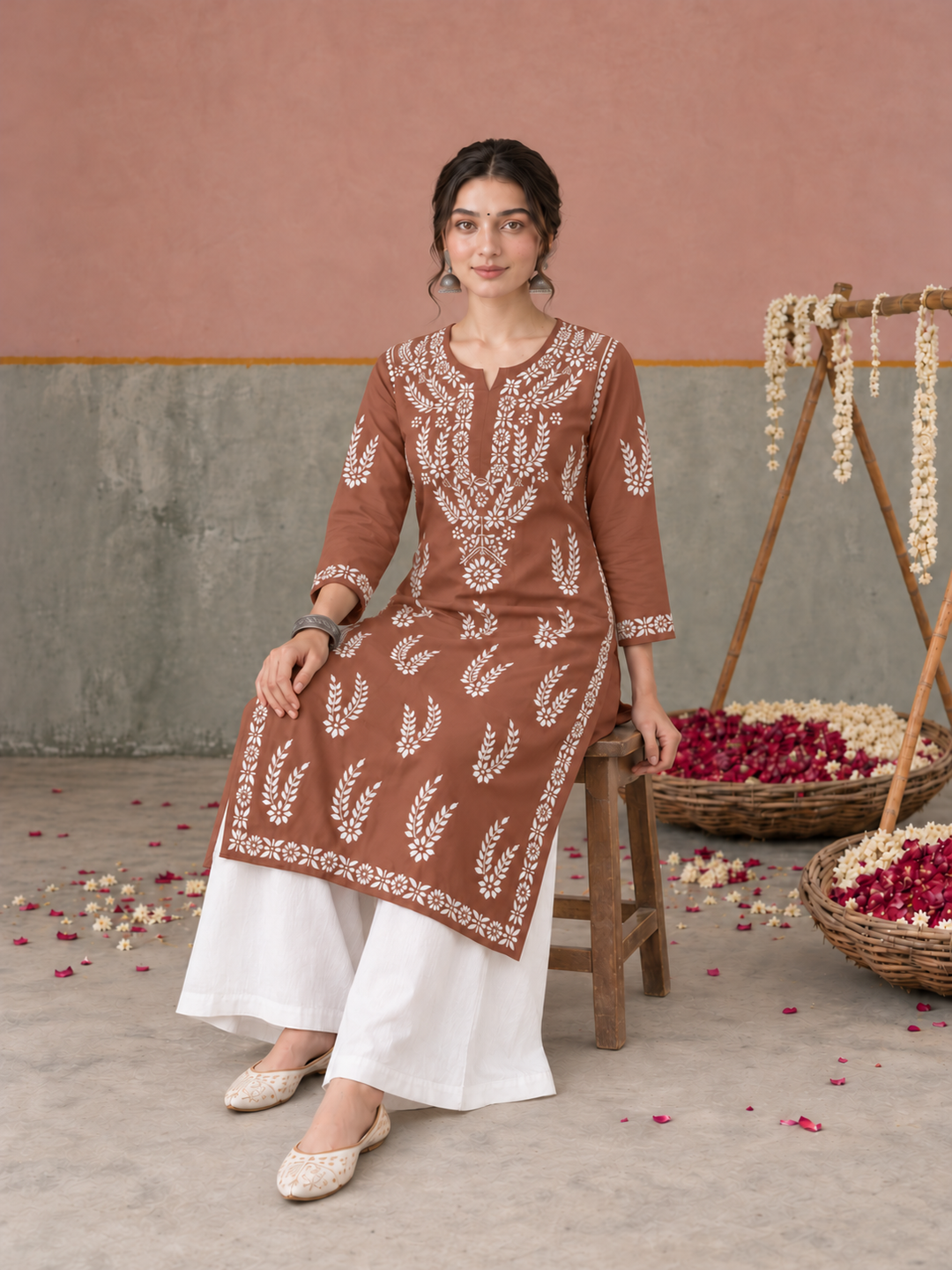 Vamika Chikankari Rayon Straight Kurta
