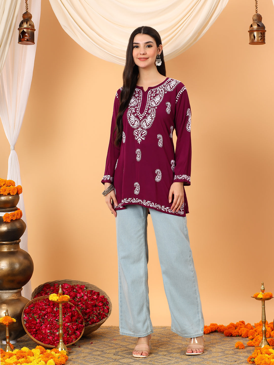 Tripti Modal Chikankari Short Kurti