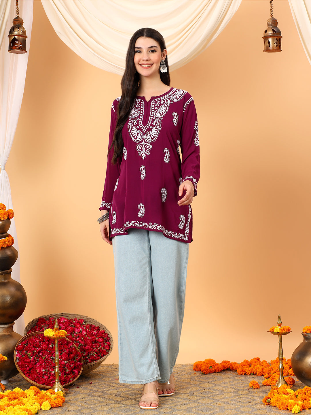 Tripti Modal Chikankari Short Kurti