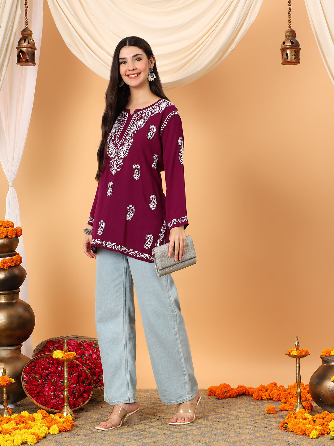 Tripti Modal Chikankari Short Kurti
