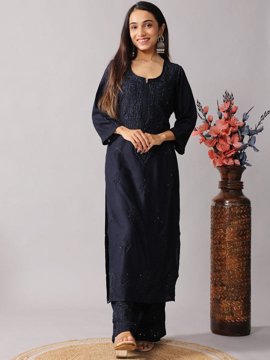 Avika Rayon Chikankari Mukaish Co-ord Set