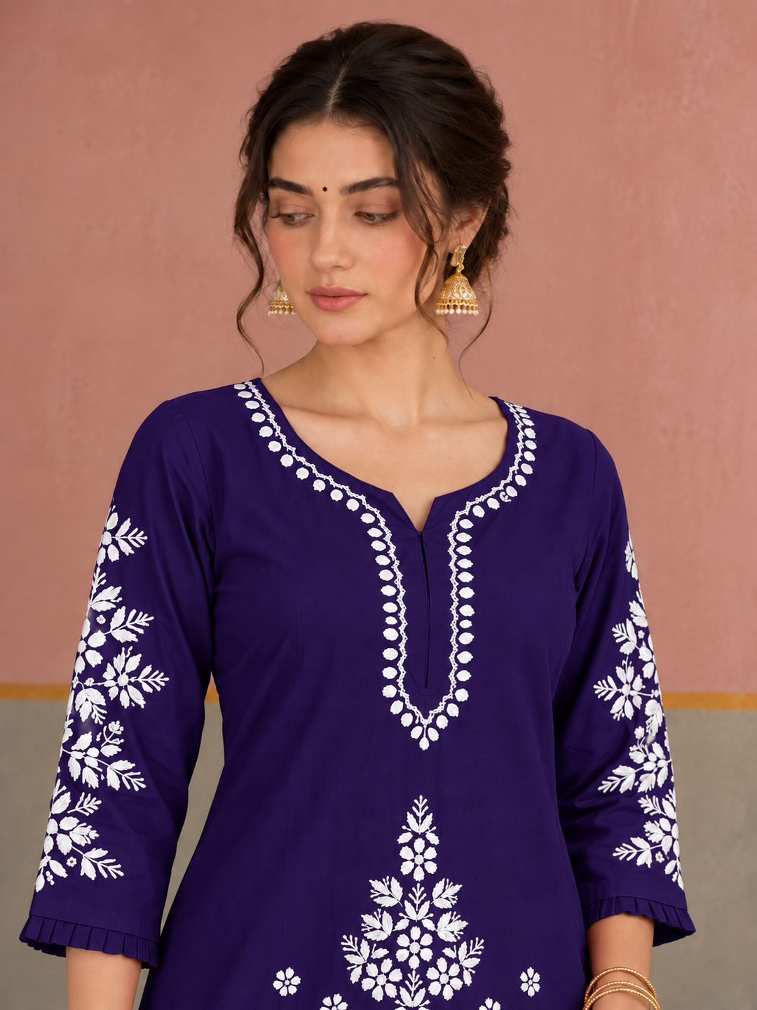 Sahiba Chikankari Rayon Short Kurti and Dhoti Pant Co-ord Set